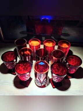 VTG Imperial Glass/Godinger Crystal Ruby Red Cadmium Glassware LOT Of 12